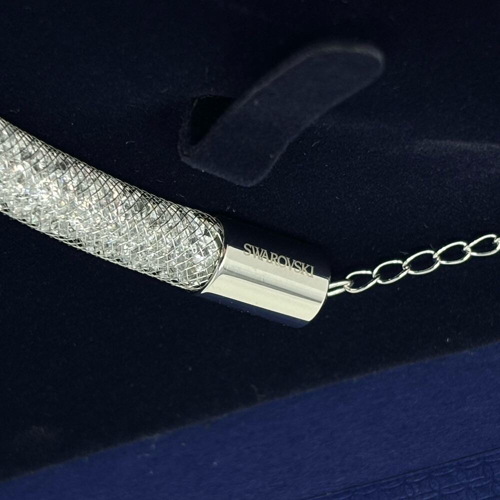 Swarovski Stardust Deluxe Clear Crystal Fishnet Tube Necklace With Earrings - Picture 4 of 6